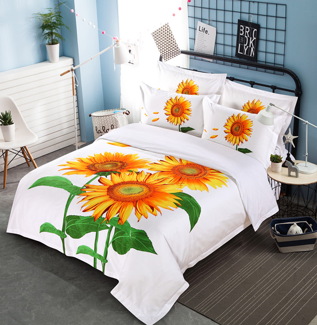 Hotel Bedding Sunflower Hotel Linen Bedding High-end Design Printed Process Four-piece Set pic 1